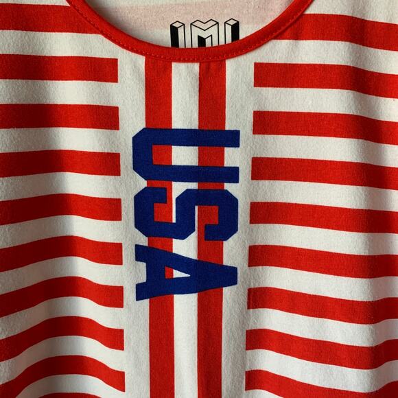 IML Isaac Morris Stripe USA Bodysuit Red White Blue Tank Size L - Picture 4 of 12